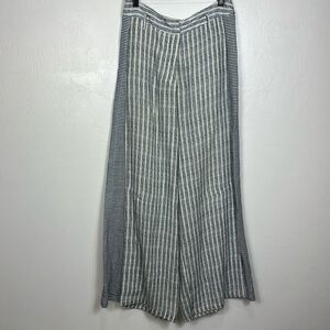 Petanu by Pashma Linen Striped High Rise Wide Leg Palazzo Pants Size M